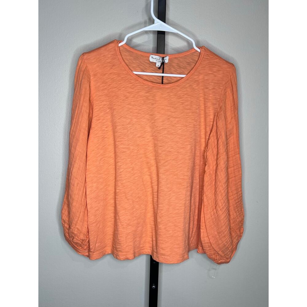 Michael Stars Iliana Fabric Mix Top Marmalade Orange Size M NWT - Picture 2 of 7